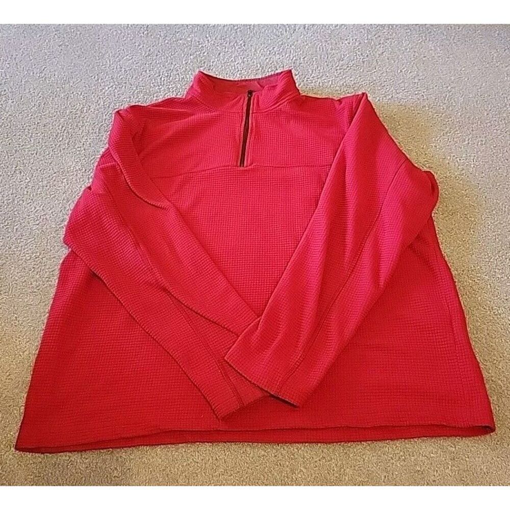 Lands End  Pullover Men's XL‎ 46-48T RED  1/4 Zip Mock Neck